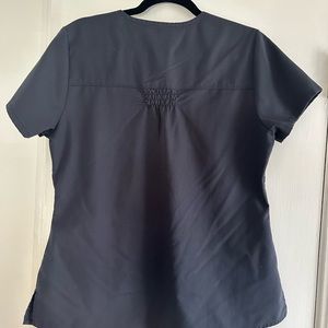 Grey’s Anatomy Women's V-Neck Shirred Back Solid Scrub Top